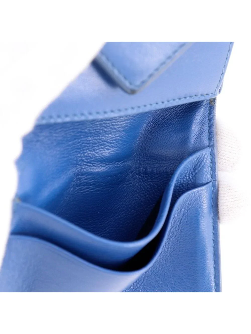 Balenciaga Paper Mini Wallet Leather Blue Bifold